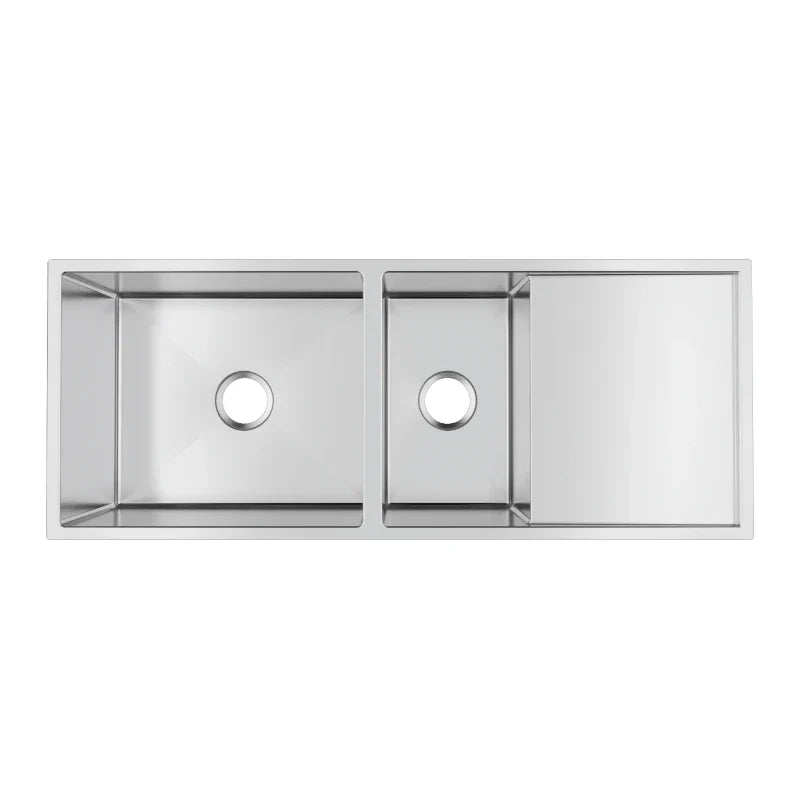 1.2mm Handmade Top/Undermount One And A Half Bowls Kitchen Sink 1160x460x230mm