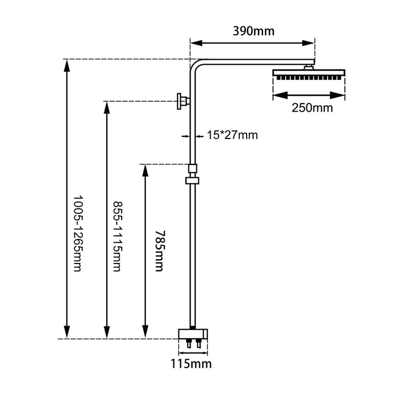 10" Square Shower Station Top/Bottom Inlet