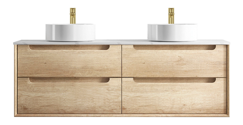 Otti Byron Natural Oak 1500mm Double Bowl Floor Standing Vanity