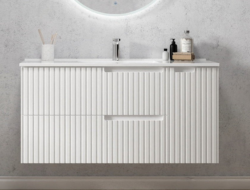 Otti Noosa Matte White 1200mm Single Bowl Wall Hung Vanity