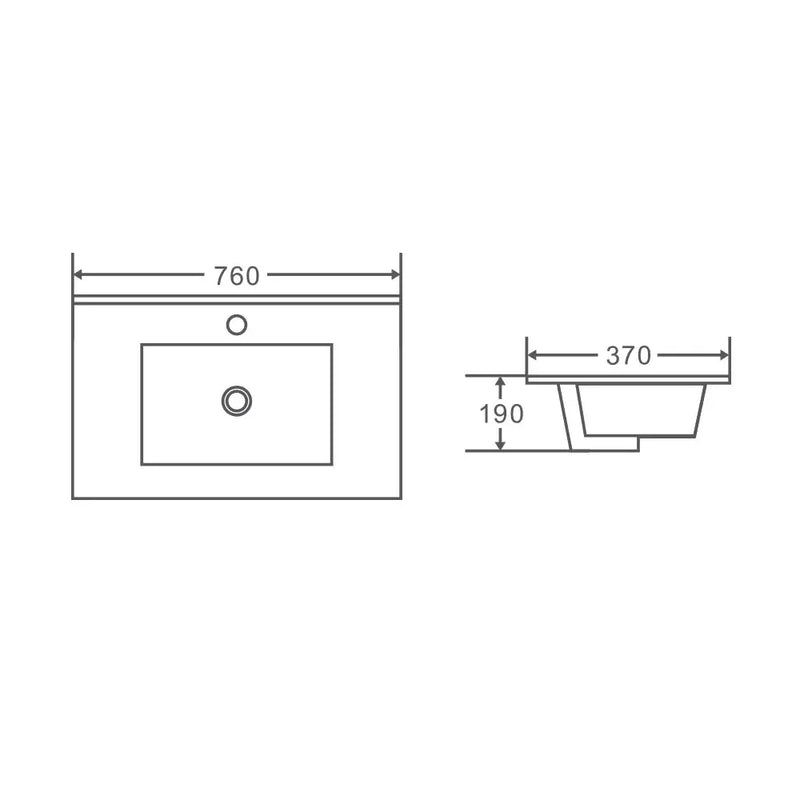 Mercio 750mm Slim Ceramic Top - Aqualux Bathrooms- Mercio