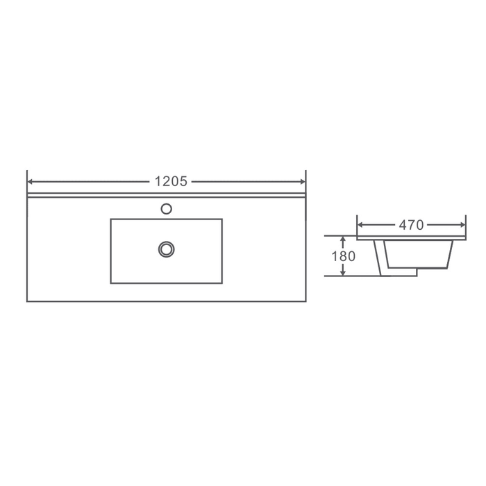 Mercio 1200mm Single Bowl Ceramic Top