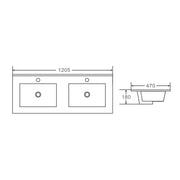 Mercio 1200mm Double Bowl Ceramic Top - Aqualux Bathrooms- Mercio