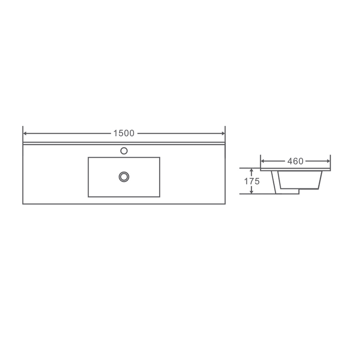 Mercio 1500mm Single Bowl Ceramic Top