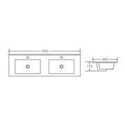 Mercio 1500mm Double Bowl Ceramic Top - Aqualux Bathrooms- Mercio