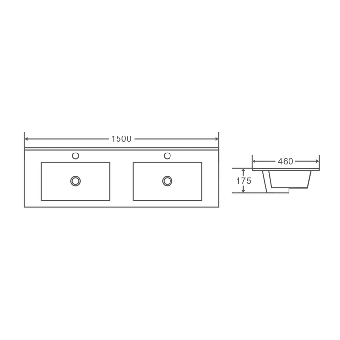 Mercio 1500mm Double Bowl Ceramic Top