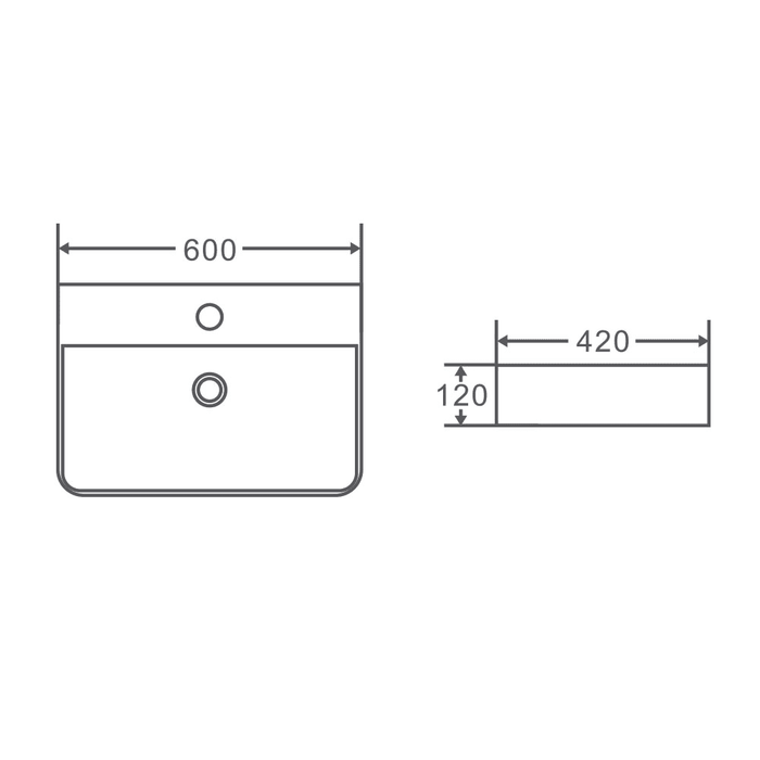 Vento 60M Wall-Hung Basin