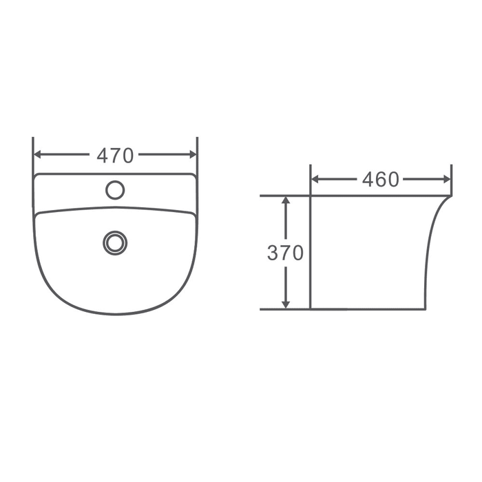 Zento 47S Wall Hung Basin