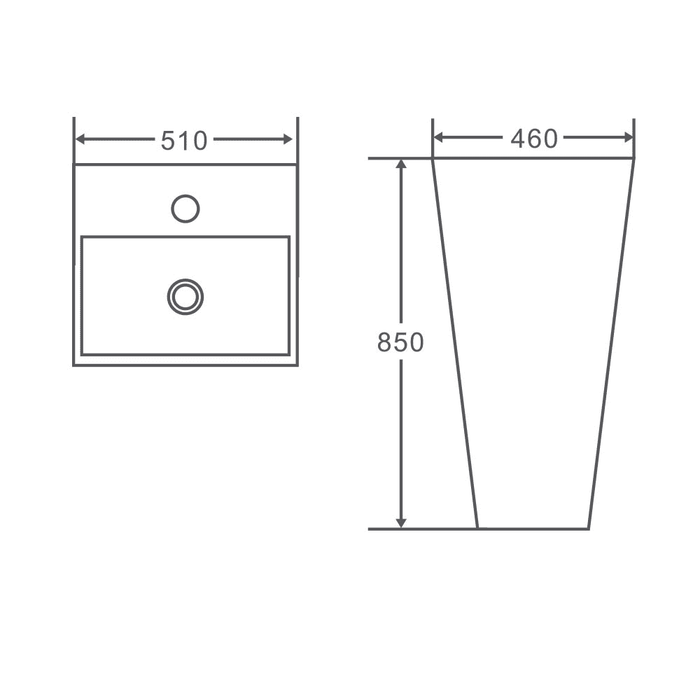 Zento 51 Rectangular Pedestal Basin