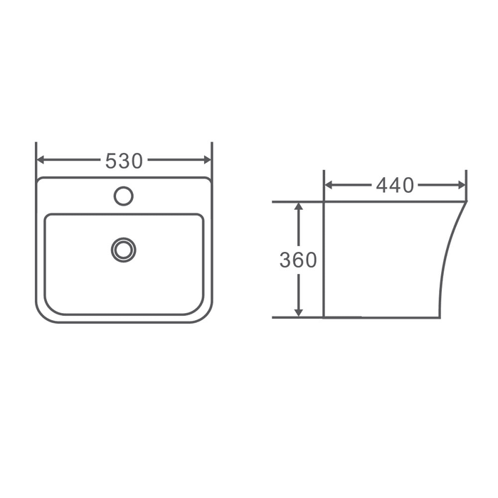 Zento 53S Wall Hung Basin