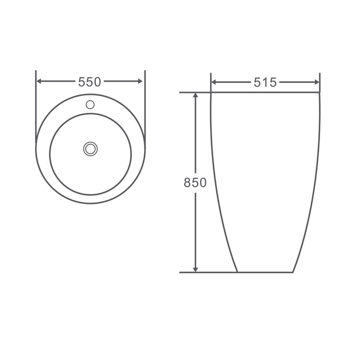 Zento 55 Ovular Pedestal Basin