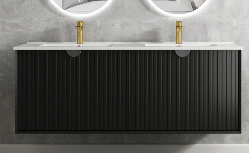 Otti Marlo Matte Black 1500mm Double Bowl Floor Standing Vanity