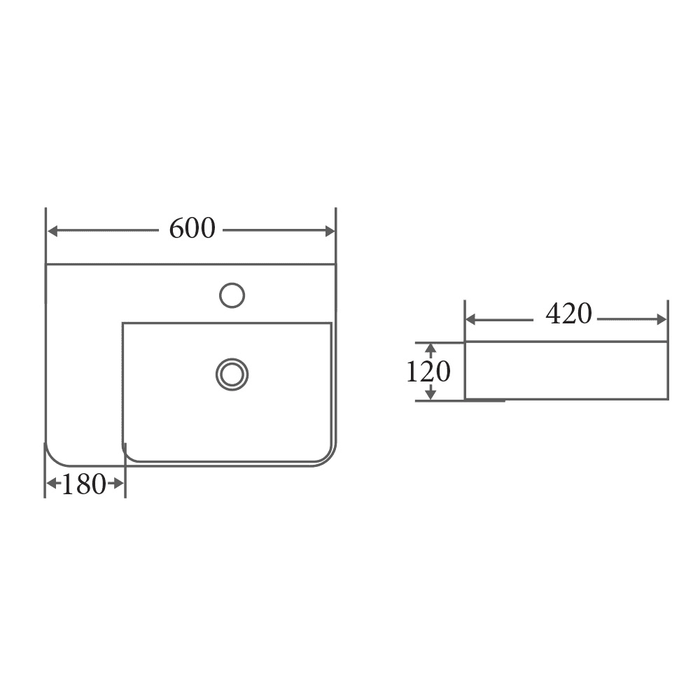 Vento 60ML Wall-Hung Basin