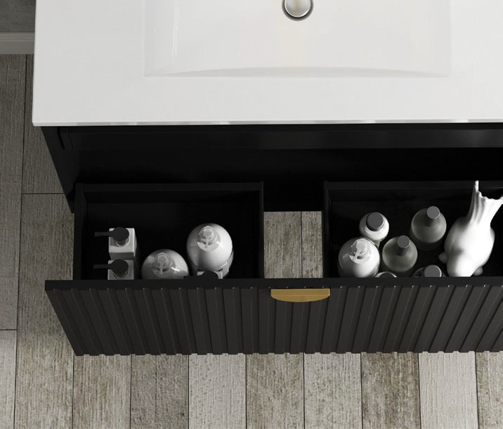 Otti Marlo Matte Black 1500mm Double Bowl Wall Hung Vanity