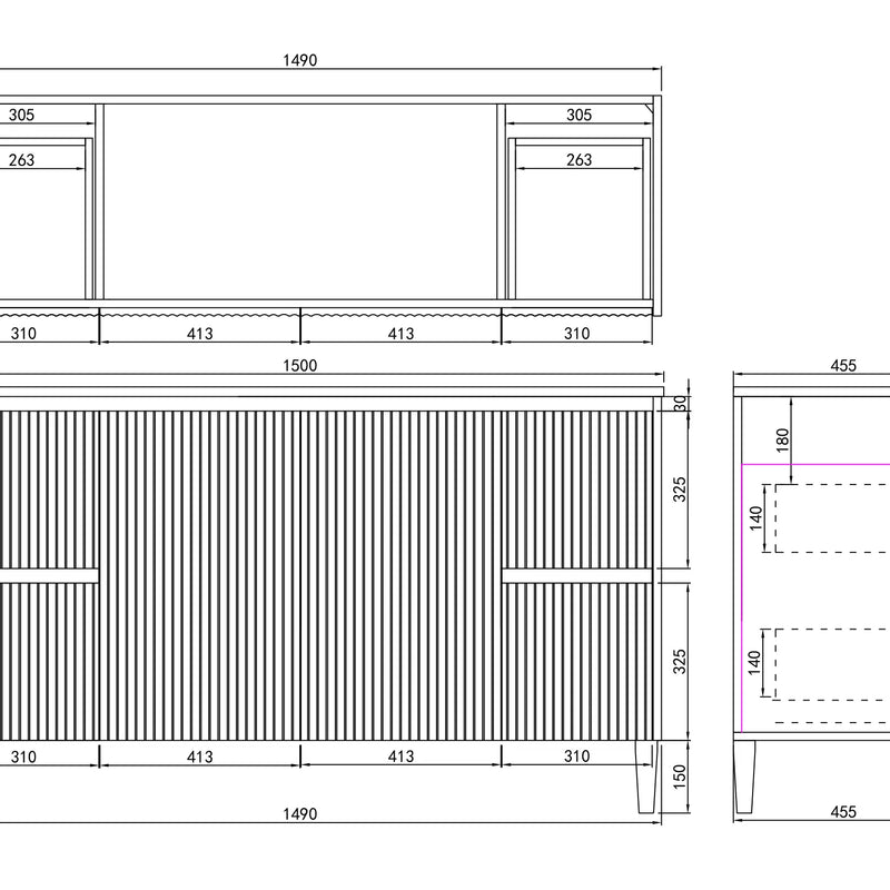 Brighton Freestanding Vanity 1500mm (Double Bowl/Matte Black) - Aqualux Bathrooms- Poseidon