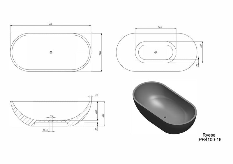 Pietra Bianca Ryese Freestanding Bath