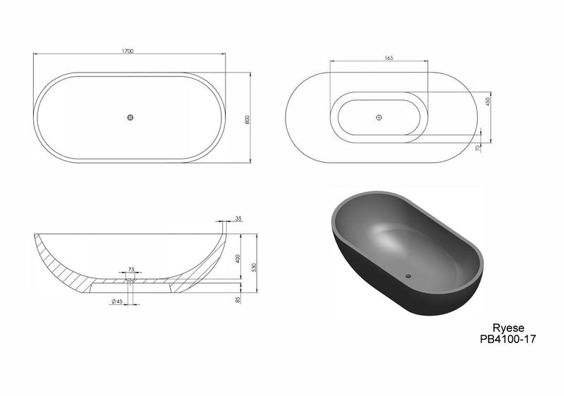 Pietra Bianca Ryese Freestanding Bath