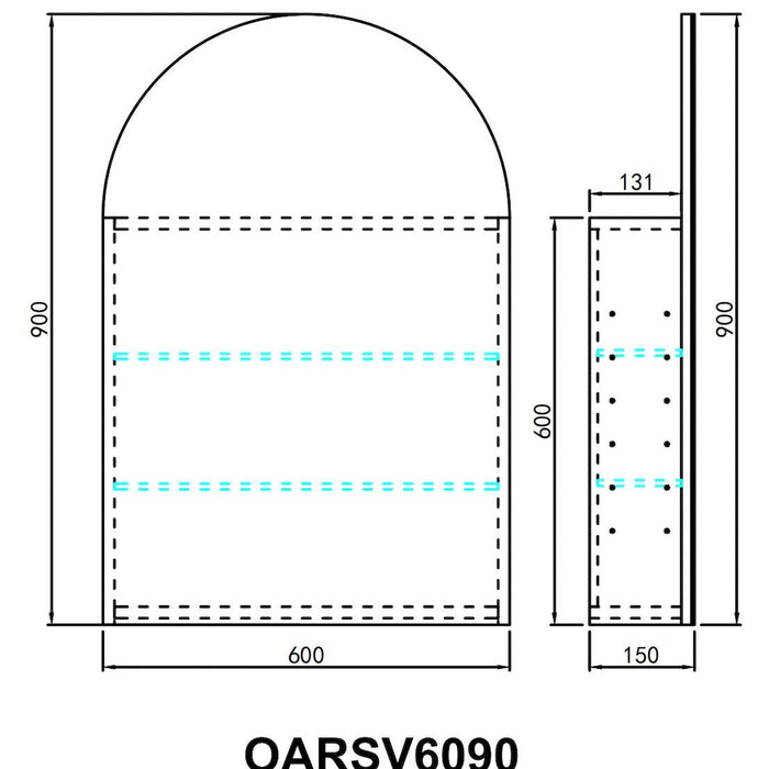 Olivia Mirror Door Shaving Cabinet Arch 600mm