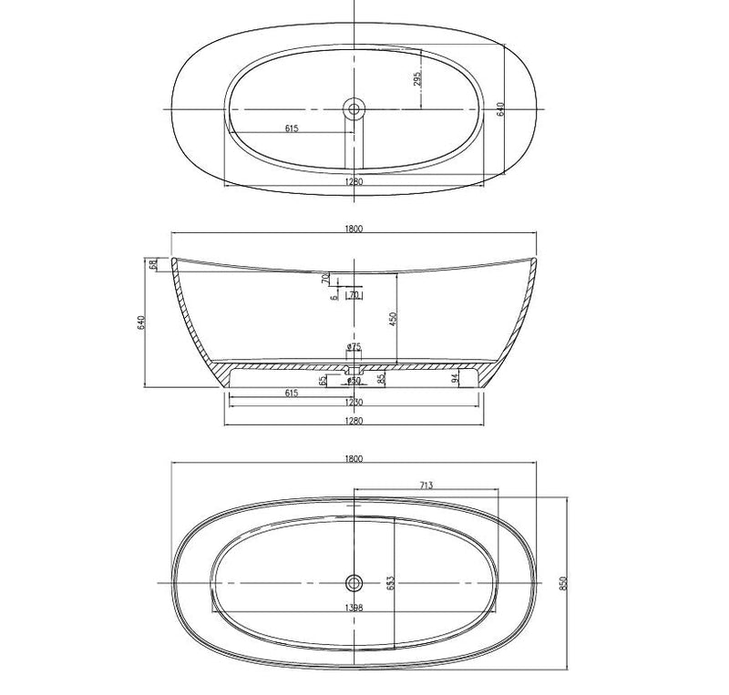 Pietra Bianca Maria Freestanding Bath