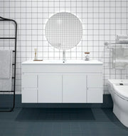Mercio - BIANCA Gloss White PVC Wall Hung Vanity Cabinet 120cm - Aqualux Bathrooms