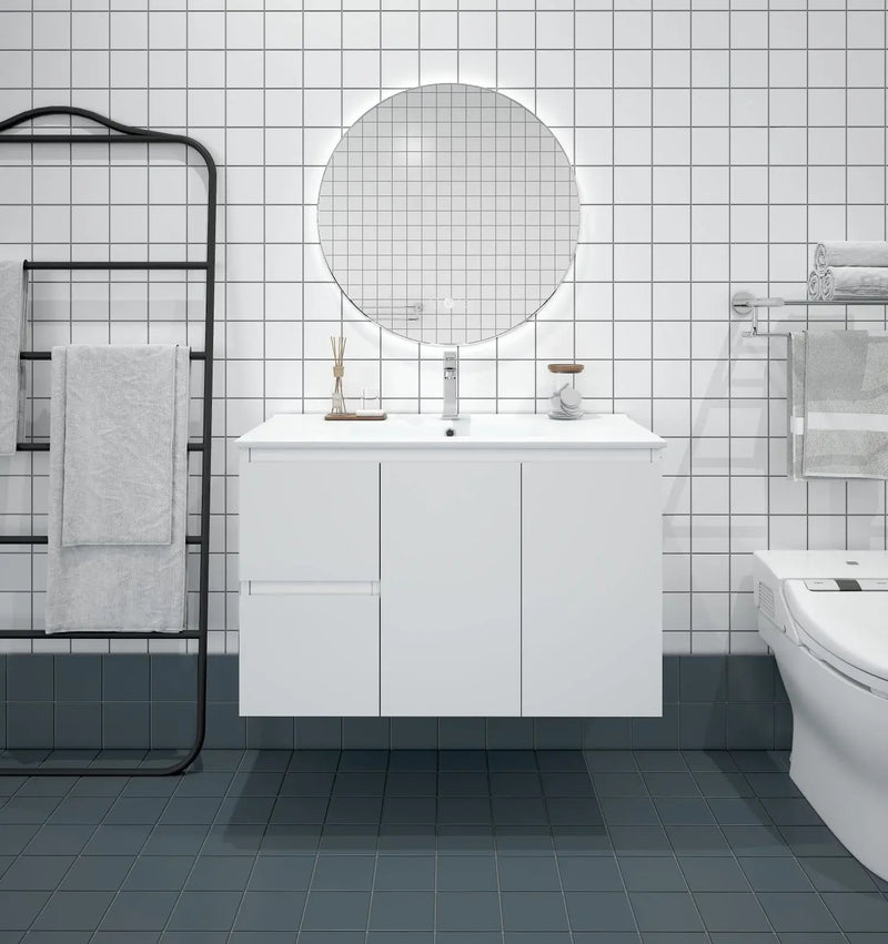 Mercio - BIANCA Wall Hung Vanity 900mm (Gloss White) - Aqualux Bathrooms