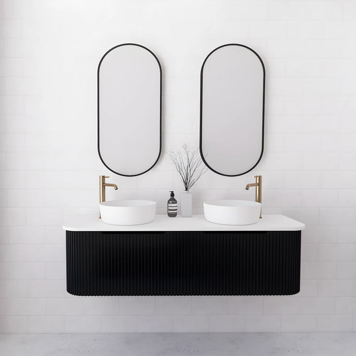 Riva Bergen Wall Hung Double Bowl Vanity 1500mm - Matt Black