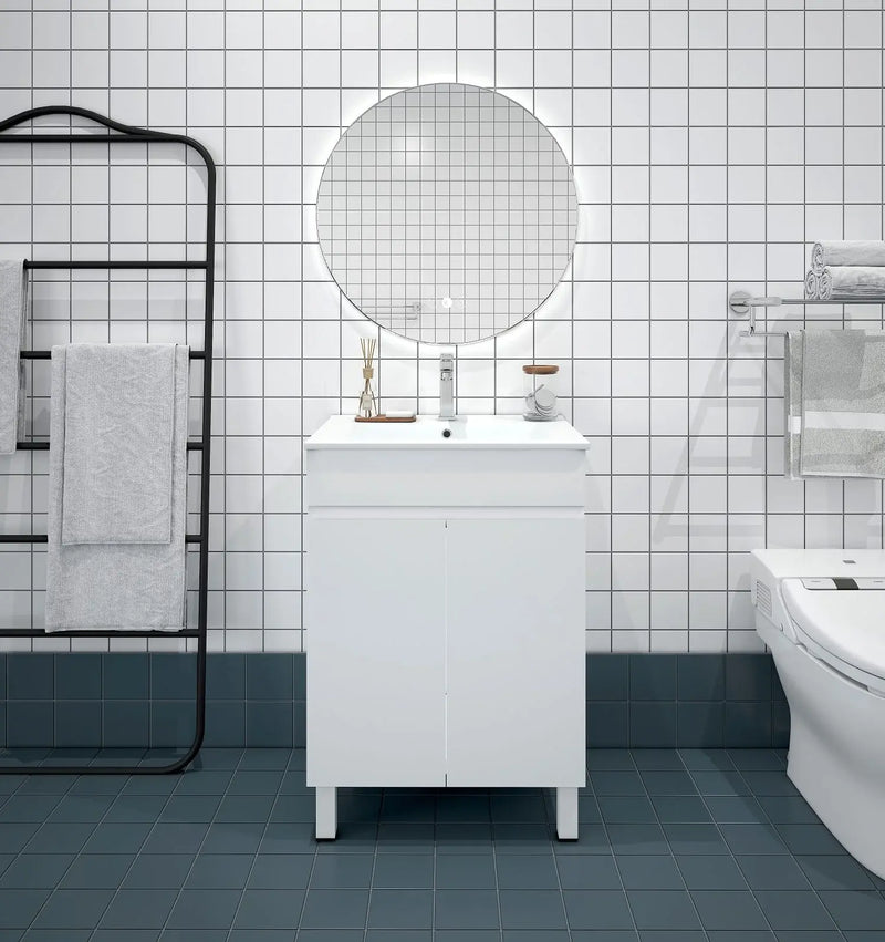 Mercio - BIANCA SLIM Freestanding Vanity 600mm (Gloss White) - Aqualux Bathrooms