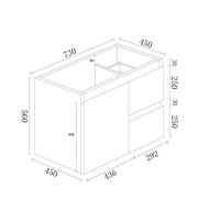 Mercio - BIANCA Wall Hung Vanity 750mm (Gloss White) - Aqualux Bathrooms