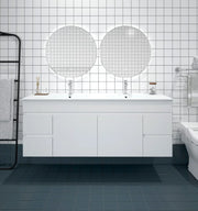 Mercio - BIANCA Gloss White PVC Wall Hung Vanity Cabinet 150cm - Aqualux Bathrooms