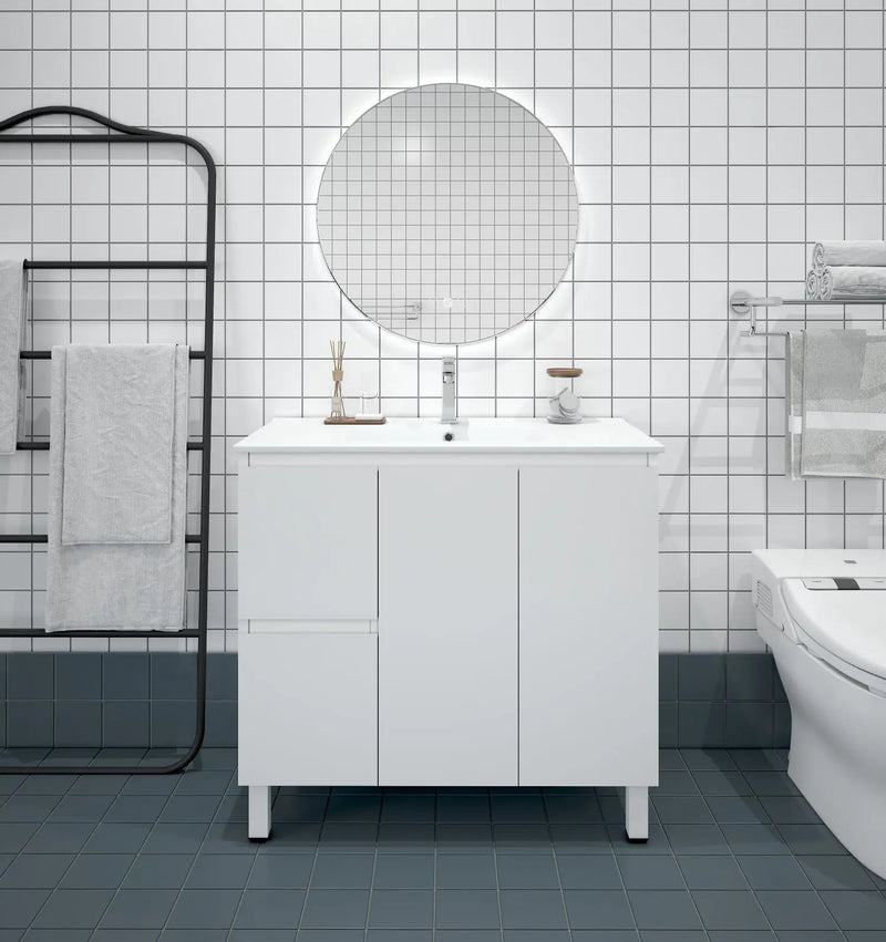 Mercio - BIANCA Slim Freestanding Vanity 900mm (Gloss White) - Aqualux Bathrooms