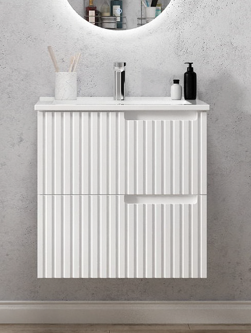 Otti Noosa Matte White 600mm Single Bowl Floor Standing Vanity