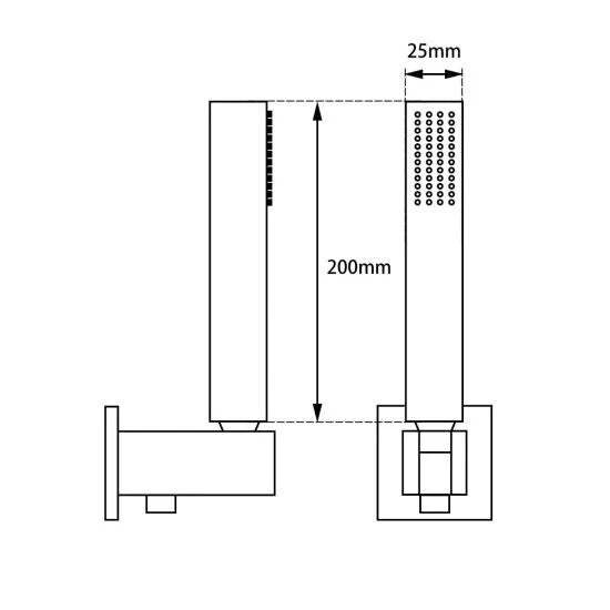 Square Brushed Brass Shower Rail with Handheld Shower(Stainless Steel Hose)