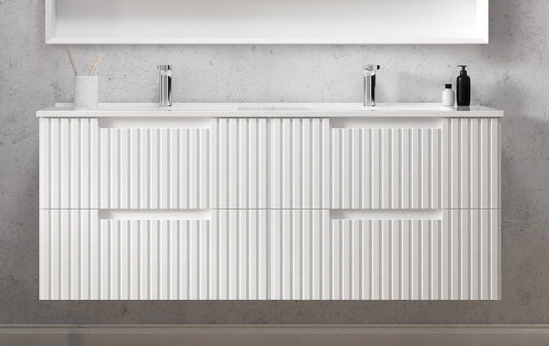 Otti Noosa Matte White 1500mm Double Bowl Floor Standing Vanity