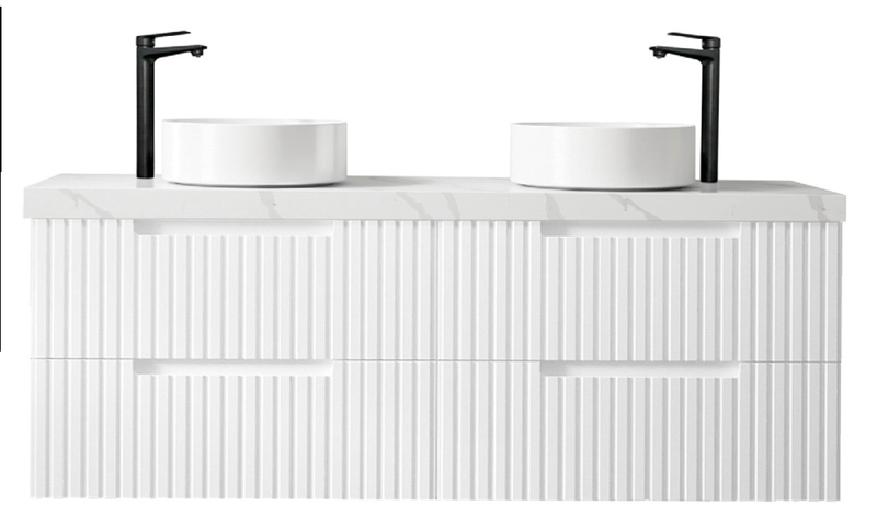 Otti Noosa Matte White 1500mm Double Bowl Floor Standing Vanity