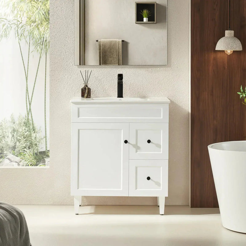 Harrington Freestanding Vanity 750mm (Matte White) - Aqualux Bathrooms- Poseidon