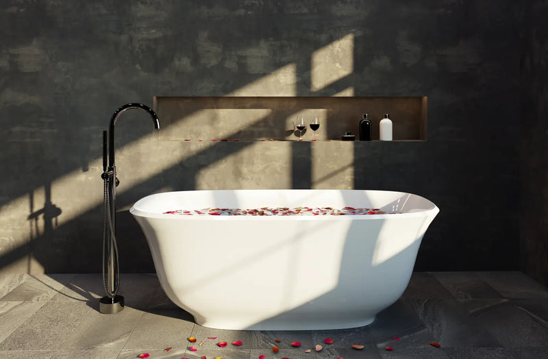 Belbagno - Belbagno Baden Freestanding Bathtub 1700mm - Semi Gloss White - Aqualux Bathrooms