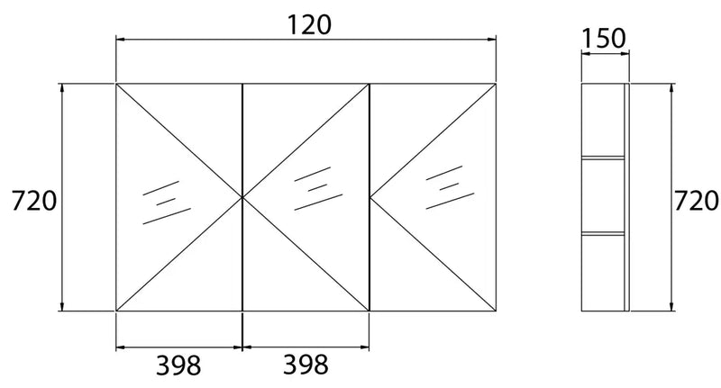 Mercio - BIANCA Shaving Cabinet 120cm - Aqualux Bathrooms