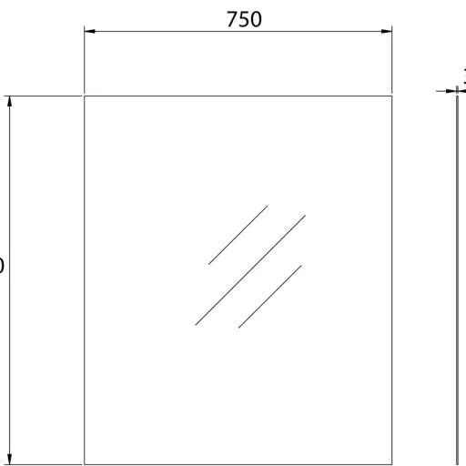 Pencil-edge Plain Mirror 90cm - Aqualux Bathrooms- Mercio