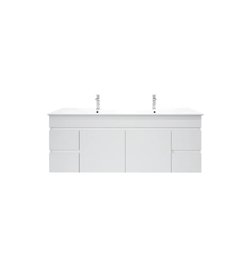 Mercio - BIANCA Gloss White PVC Wall Hung Vanity Cabinet 150cm - Aqualux Bathrooms