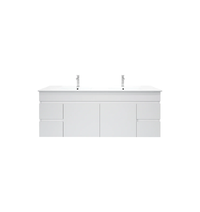 BIANCA Gloss White PVC Wall Hung Vanity Cabinet 150cm