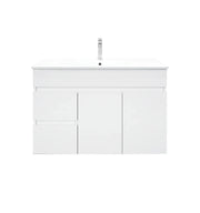 Mercio - BIANCA Gloss White PVC Wall Hung Vanity Cabinet 90cm - Aqualux Bathrooms