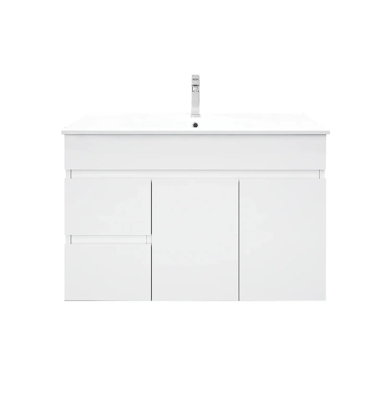 Mercio - BIANCA Gloss White PVC Wall Hung Vanity Cabinet 90cm - Aqualux Bathrooms