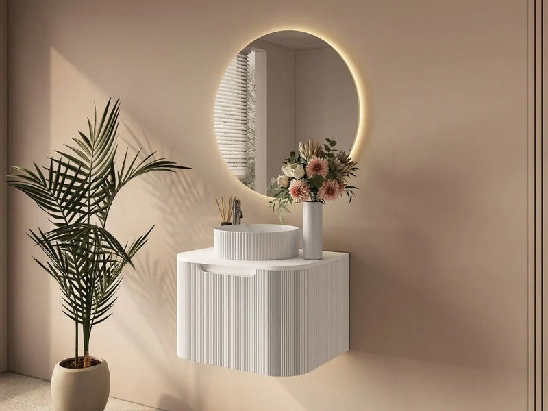 Mercio - Rome Wall Hung Vanity Matte White 600mm - Aqualux Bathrooms