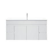 Mercio - BIANCA Gloss White PVC Wall Hung Vanity Cabinet 120cm - Aqualux Bathrooms