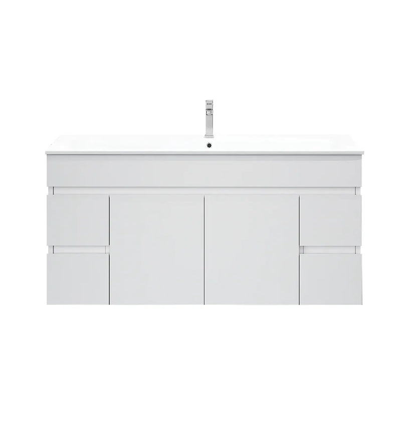 Mercio - BIANCA Gloss White PVC Wall Hung Vanity Cabinet 120cm - Aqualux Bathrooms
