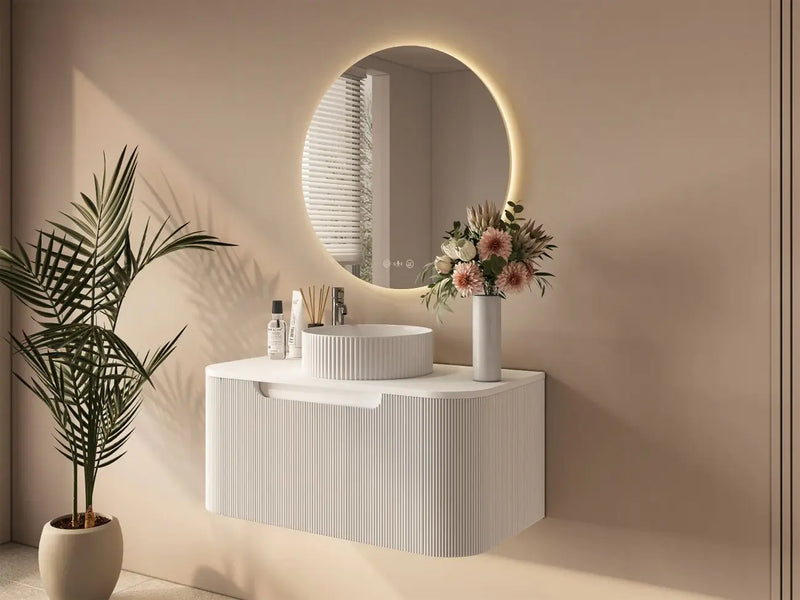 Mercio - Rome Wall Hung Vanity Matte White 900mm - Aqualux Bathrooms