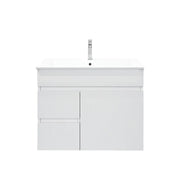 Mercio - BIANCA Gloss White PVC Wall Hung Vanity Cabinet 75cm - Aqualux Bathrooms