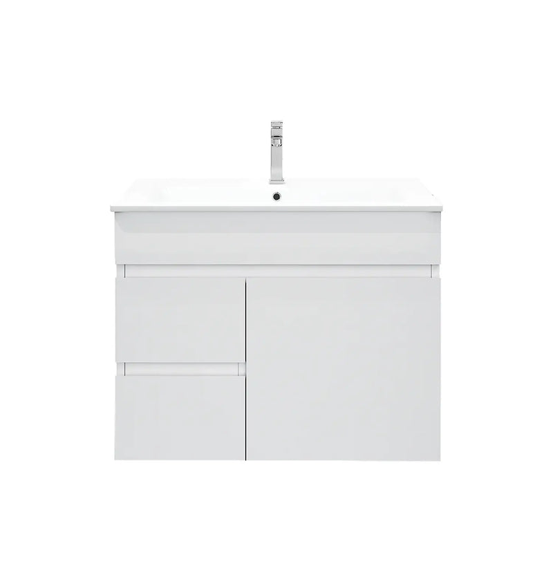 Mercio - BIANCA Gloss White PVC Wall Hung Vanity Cabinet 75cm - Aqualux Bathrooms