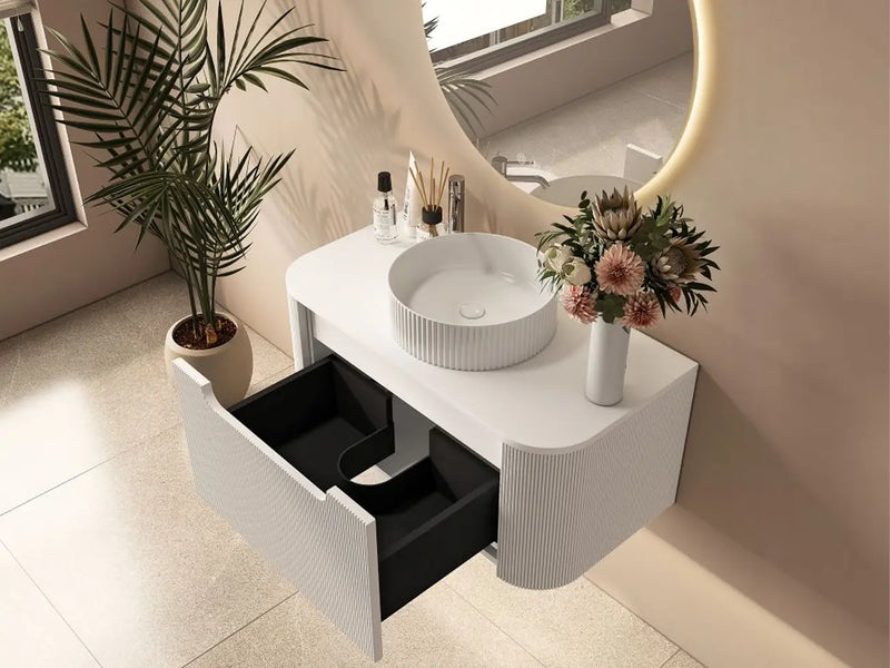 Mercio - Rome Wall Hung Vanity Matte White 750mm - Aqualux Bathrooms