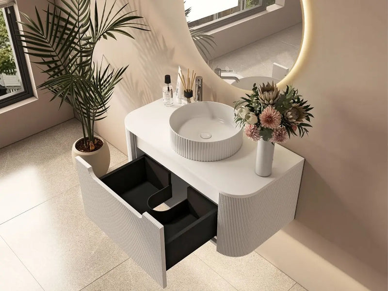 Mercio - Rome Wall Hung Vanity Matte White 900mm - Aqualux Bathrooms